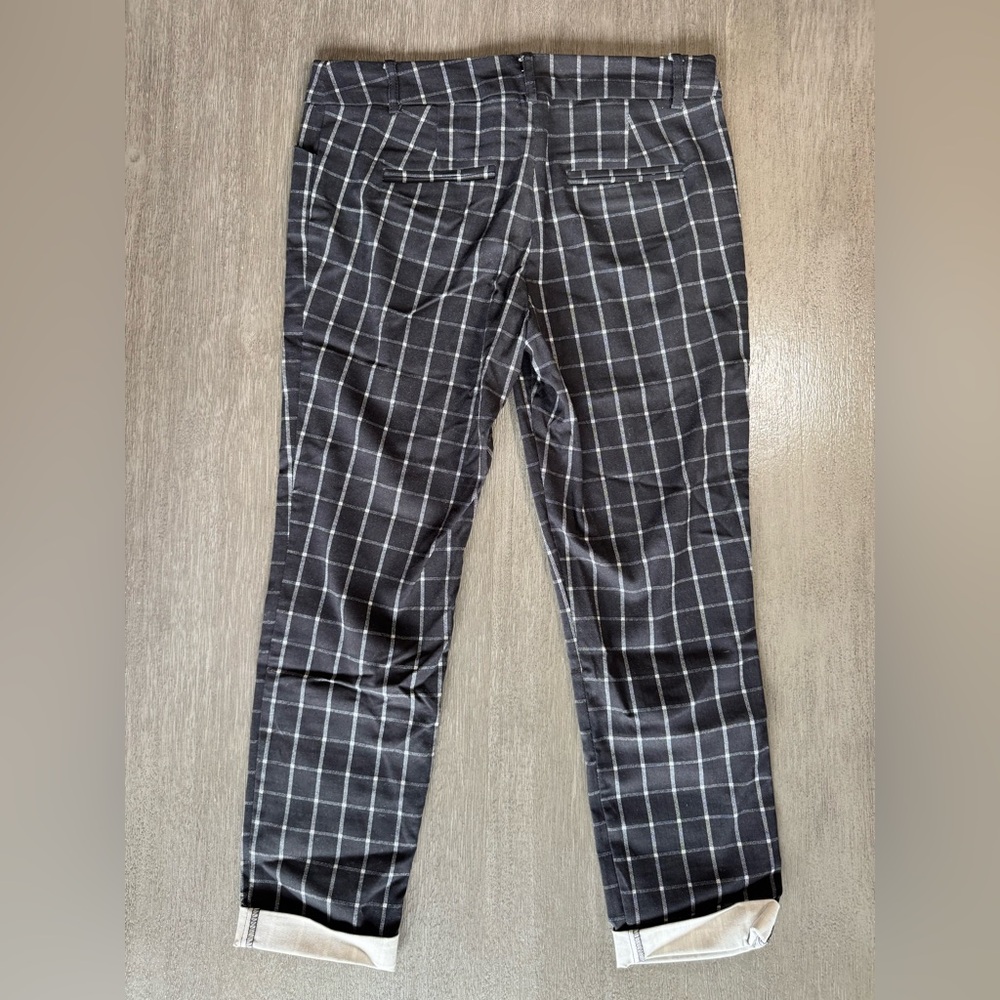 Black And White Gingham Skinny Pants Cuffs M - Picture 2 of 9